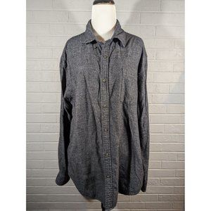 St. John's Bay Men's Grey Button‎ Down Long Sleeve Flannel Cotton Shirt Size XL